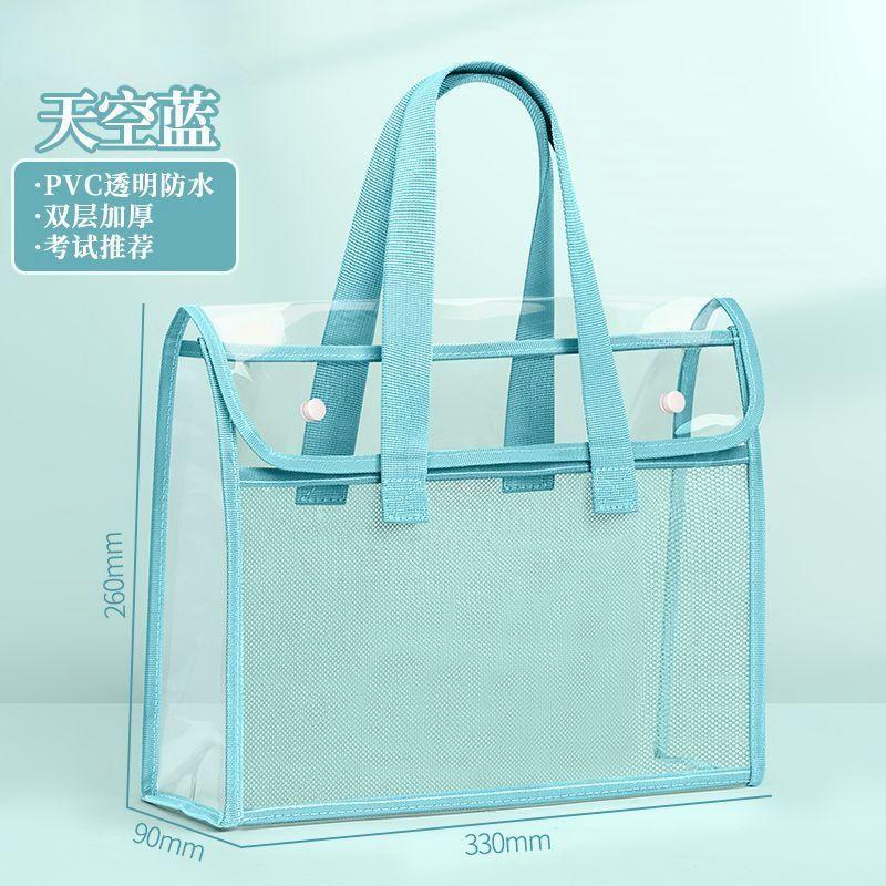 A4 Subject Pouch, 3-Layer Large Capacity L-Shaped Wide Opening Mesh Document Bag, Transparent Student Storage Bag