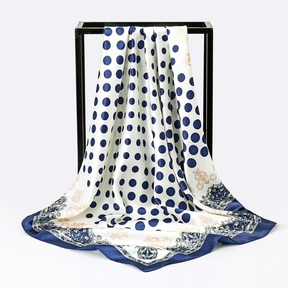 New coffee color polka dot versatile tube top silk scarf women's summer vacation style large square scarf Spice girl sexy neck scarf shawl
