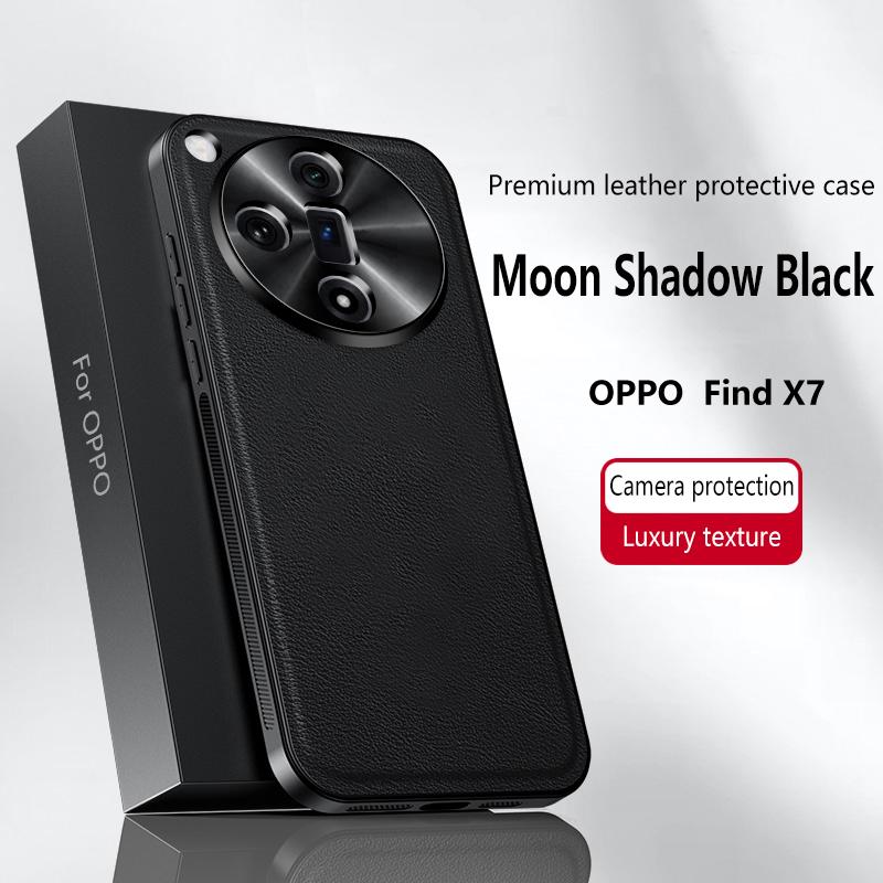 For Oppo Find X7 Case Magnetic Elegant Leather Wear-Resistant Lens Fully Covered Non-Slip Grip Edge Cover Shell