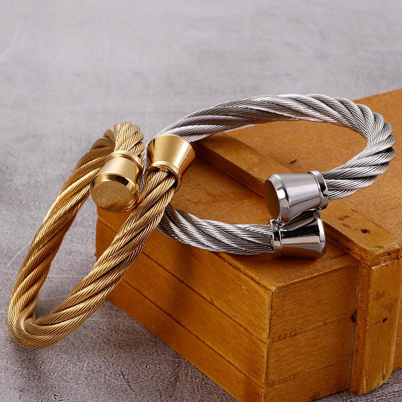 2026 Titanium Steel Open Bracelet, Personalized Fashion Men's Bracelet, Steel Wire Bracelet