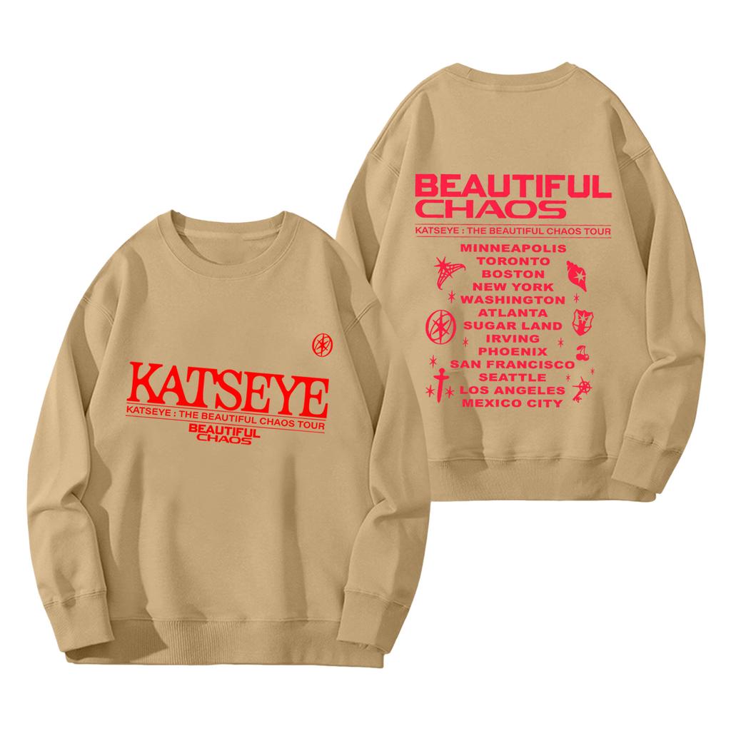 Women's Fashion Long Sleeve Print Round Neck Loose Pullover Sweater Top