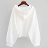 Women's Hooded Sweatshirt Fashion Casual Long Sleeve Thin Top Drawstring Loose Cropped Pullover