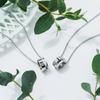 Pair Necklace Pendant Allergy Free Surgical Stainless Steel 316L Shell Message White Black [White Clover] & 4SUP066WH&4SUP066BK