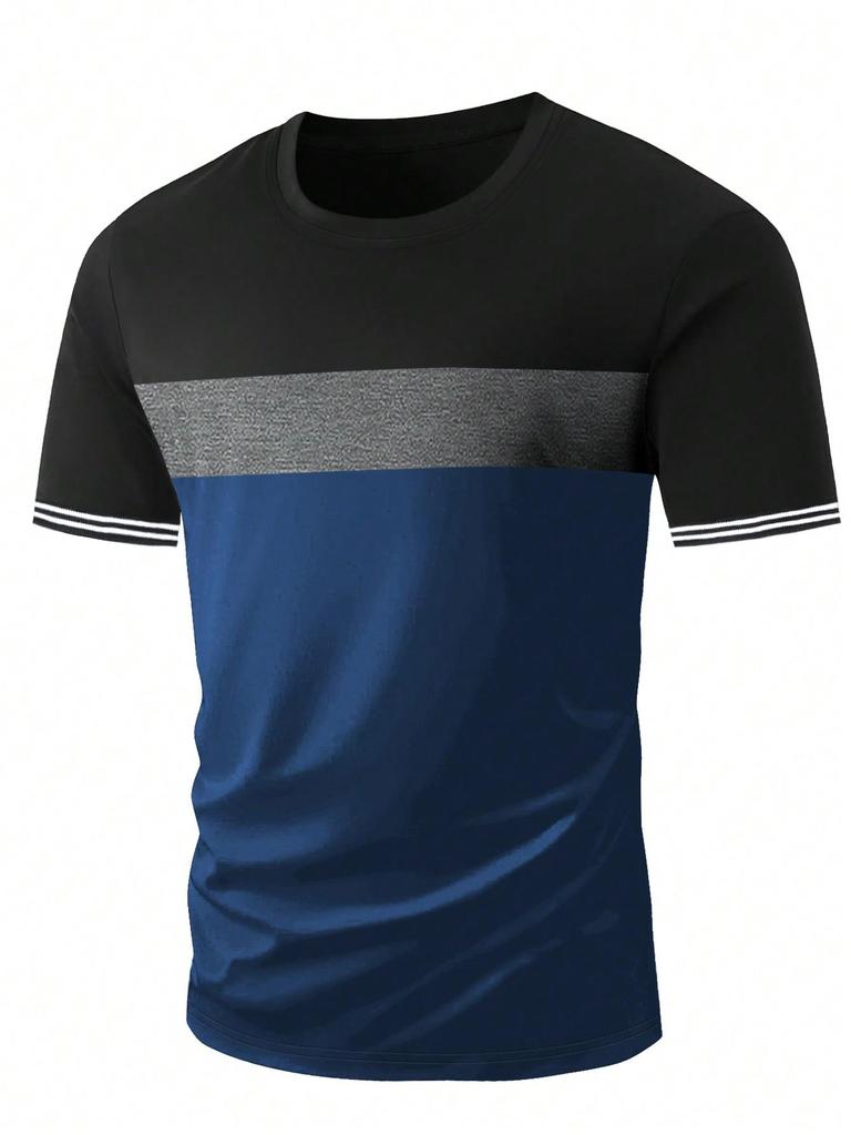 Luxury Brand T-Shirt 2024 Men'S Spring And Summer Leisure Sports Breathable Comfortable Beach Wind Stitched Stripe Color