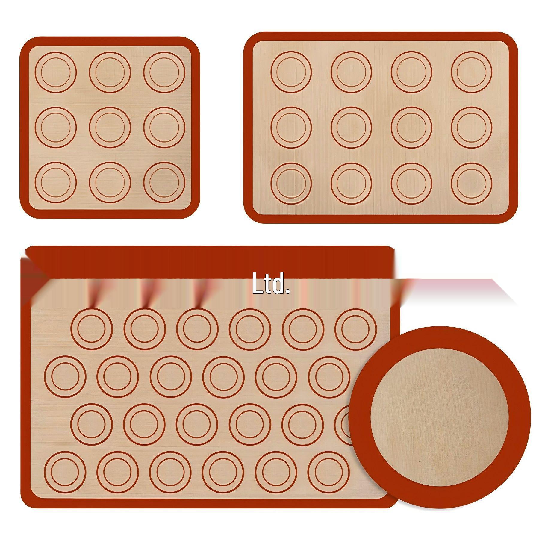 Five-Piece Non-Stick Silicone Baking Mat Set with High-Temperature Resistant Fiberglass 4-piece Set Gray