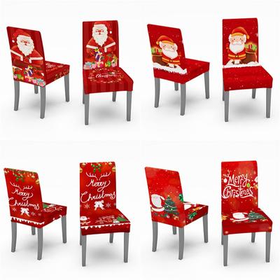 Noel yemek masası sandalyesi kapak dijital baskılı elastik sandalye ziyafet otel ev noel dekoru için ofis koltuğu Slipcover kapakları
