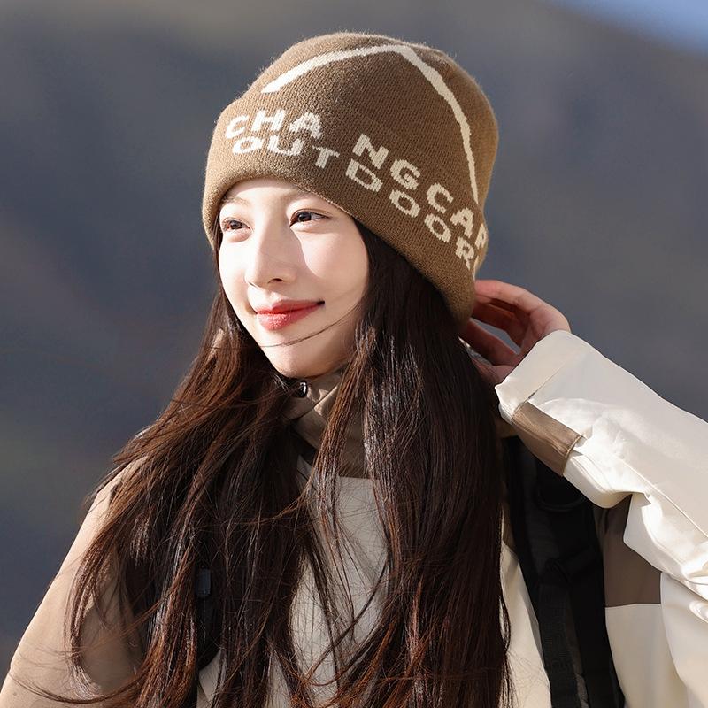 Jacquard Knitted Hat for Men and Women in Autumn and Winter New Hip Hop Skateboard Ear Protection Hoodie Camping Mountaineering Cold Hat