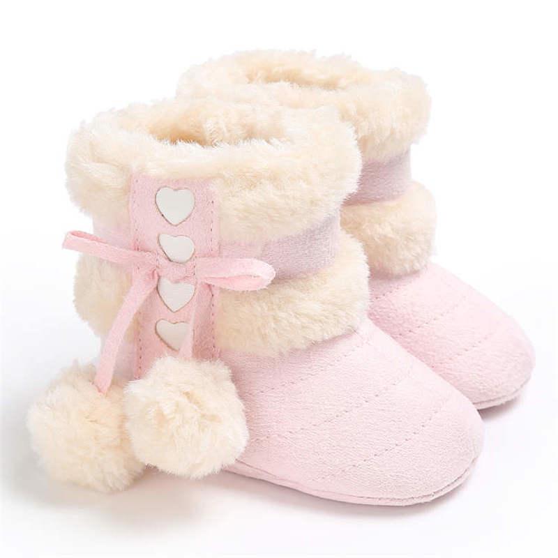 Winter Snow Baby Boots Warm Fluff Balls Indoor Cottton Soft Rubber Sole Infant Newborn Toddler Baby Shoes