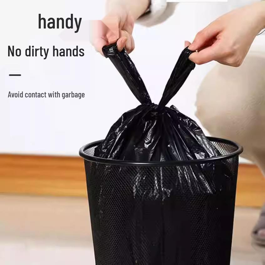 Extra Thick Black Household Trash Bags with Handles - Vest Style for Kitchen and Bathroom