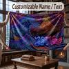 Abstract Geometric Theme Throw Blanket Custom Name Text Personalized Blanket Soft Cozy Blanket for Home Sofa Bed