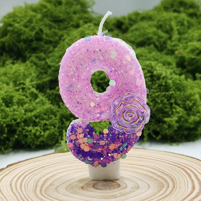 

Creative Design Purple Rose Digital Candle Niche Exquisite Birthday Cake Decoration Candles Various Specifications Number 9