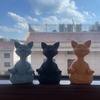 Meditation Cat Sculpture Home Decorations Resin Black Yoga Sitting Zen Cat Black Buddha Ornament Outdoor Garden Figurines