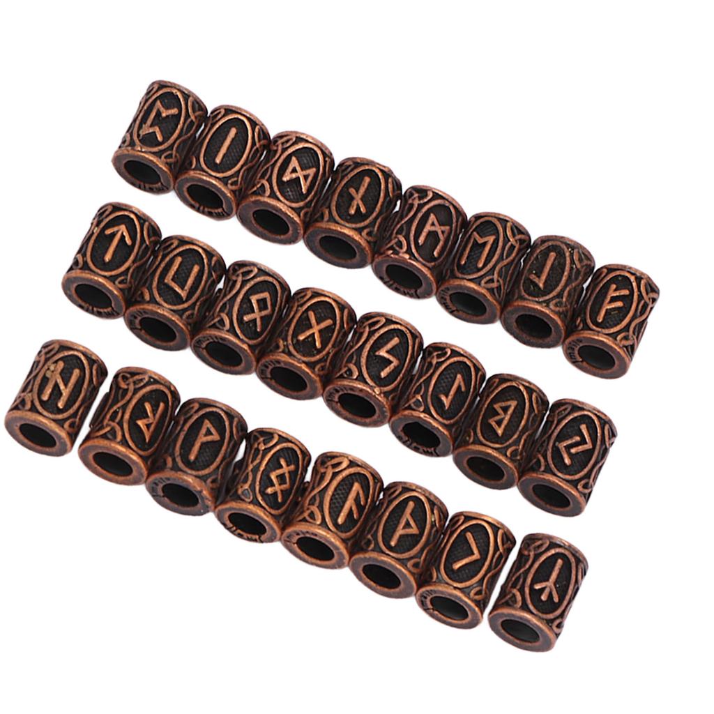 24 PCS Antique Copper Hair Beads Vintage Large Hole Metal Braiding Tube Beads for DIY Jewelry Hair Decoration