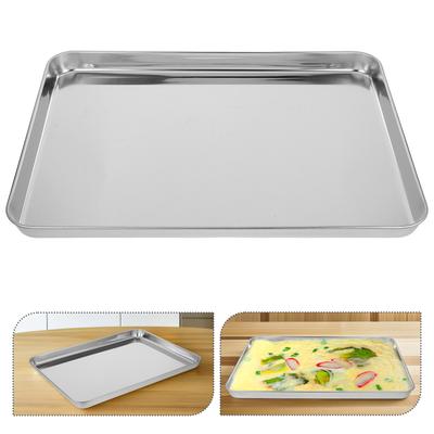 Rectangular Stainless Steel Food Plate Multipurpose Kitchen Tray for Barbecue Picnic Camping Snack and Dinner Service