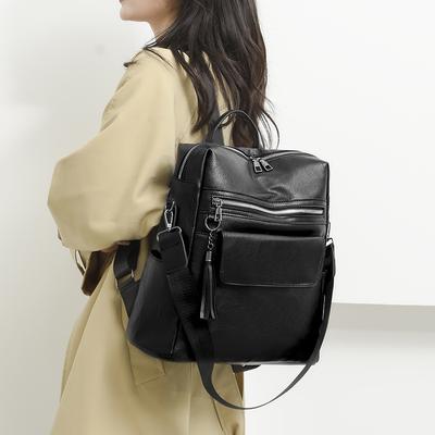 Zaino da donna in morbida pelle, stile retrò, di grande capacità, per la scuola, per viaggi all'aperto, per pendolari, con tracolla