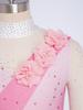 Professionell Konståkningsklänning för Flickor: Hög hals med 3D-blommor, genomskinligt nät & gradient strass