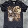 Three Cats Howling Moon Shirt, Celestial Cat Lover Graphic Top