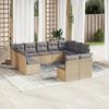 Vidaxl 11-Cz. Garden Furniture Set With Cushions, Beige, Poly Rattan