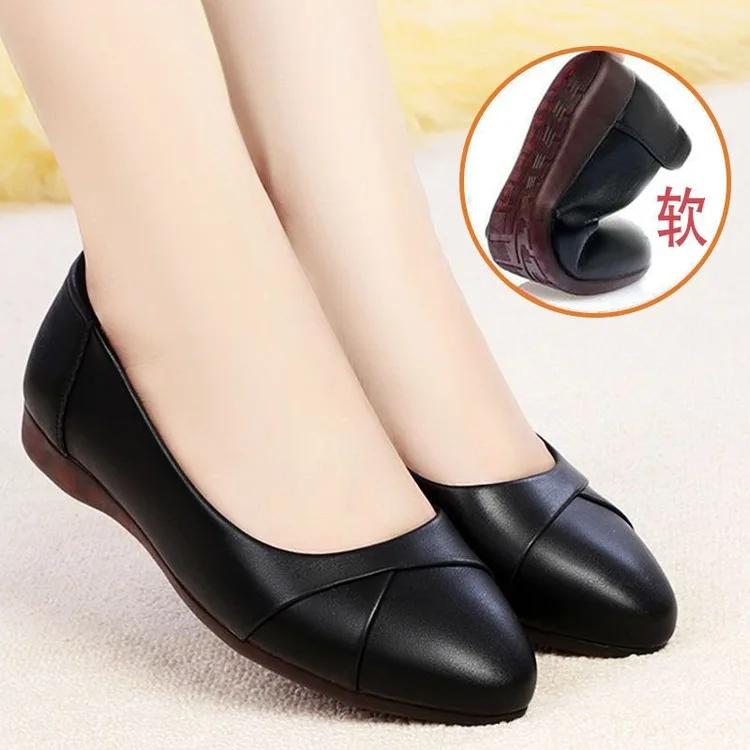 2025Women Classic Round Toe High Quality Spring Slip on Square Heel Shoes Lady Casual Comfort Spring & Summer Red Heel Pumps