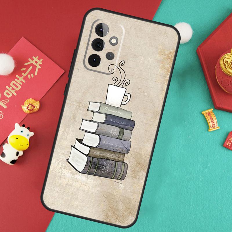 Books And Coffee Case For Samsung Galaxy A16 A26 A36 A56 A15 A35 A55 A14 A34 A54 A12 A32 A52 A13 A33 A53 A17