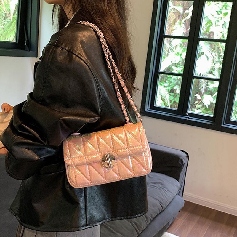 Fashionable and Versatile Shoulder Chain Crossbody Bag, New Trendy PU Colorful Small Square Bag, Shopping Fashionable Women's Bag