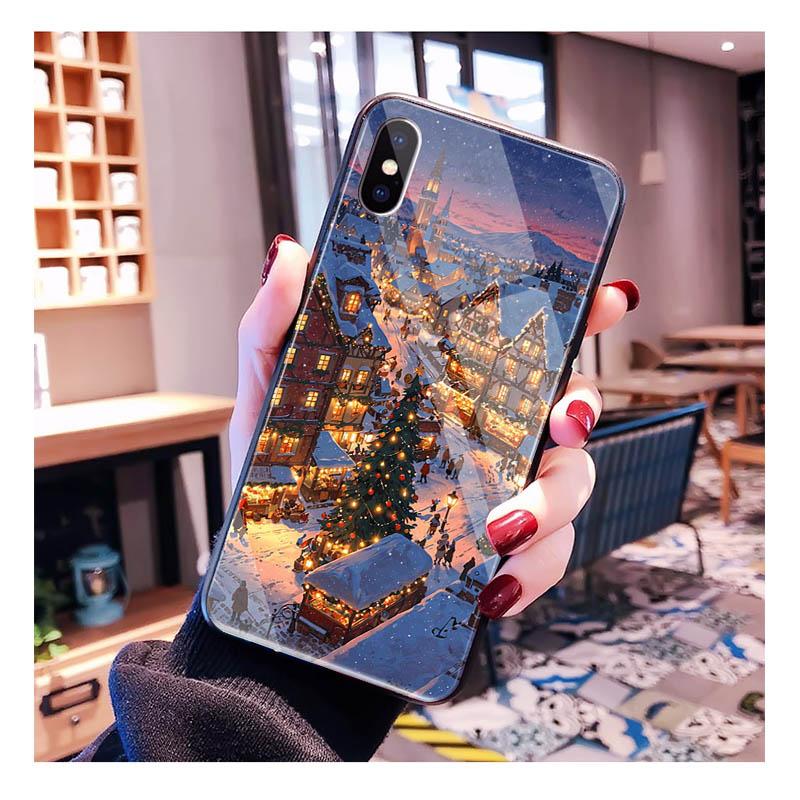 Winter Christmas Glass phone case For Samsung S25 S24 S23 S22 Ultra S24 Plus A55 A16 A54 A15 A56 A36 S25 FE