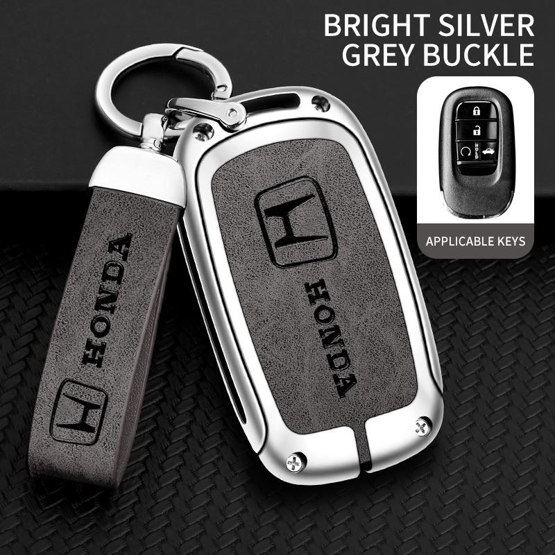 Leather Zinc Alloy Car Key Case Cover Protector Shell For Honda Civic N THS4 Accord HR-V CR-V CRV 11th 2022 2023 Keychain Accessories