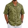 Men's Summer Hawaiian Print Cuban Collar Shirt Short Sleeve Lightweight Button Down Casual Beach Shirt for Outdoor Activities
