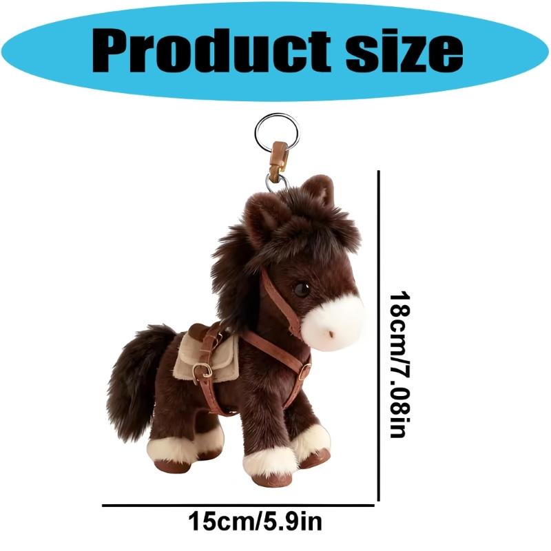 Adorabile Portachiavi Cavallino di Peluche Ornamento da Appendere all'Auto Perfetto Per Chiavi Borse e Telefoni Con Morbido Materiale Peluche 18x15cm