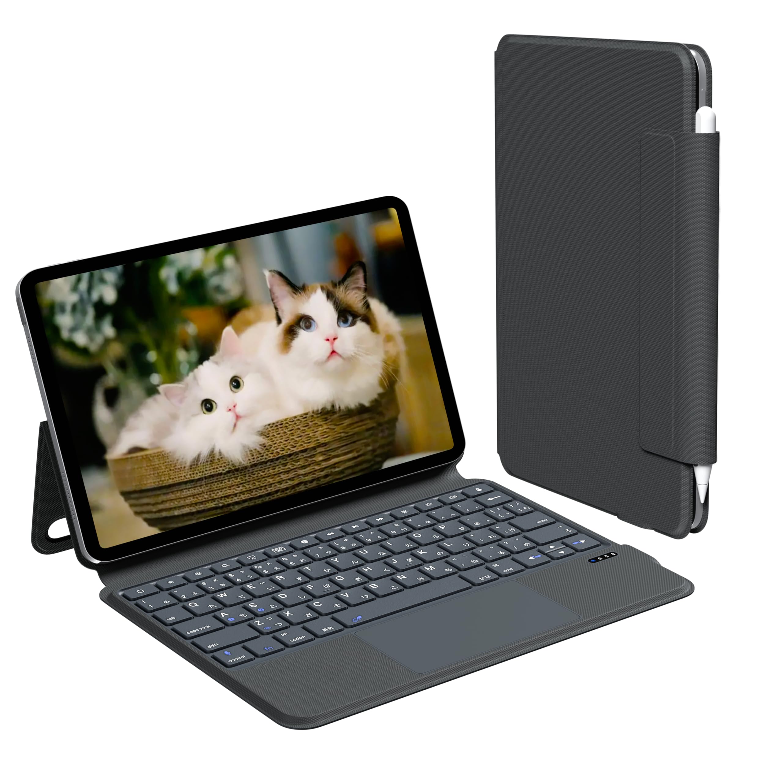 

Чехол-клавиатура Rucceko для iPad Поколения Встроенный Магнитный Большой JIS Японский Беспроводной Bluetooth Переключается Между Двумя iOS Авто Серый 10-й/11-й A16, серый