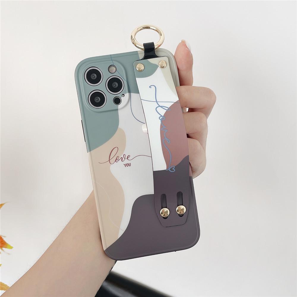 Coque Apple verte pour iPhone 11/13 XsMax/XR avec bracelet 12/14 Pro Max