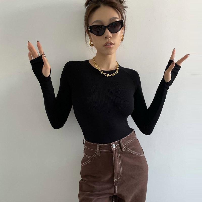 Dam Casual Bodycon Långärmad Bodysuit Vår Höst Sexig Slim Fit Basic Rundhals Enfärgad Jumpsuit