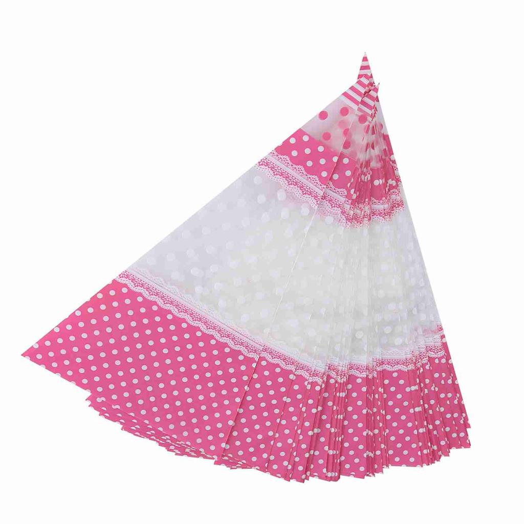 50 Piece Clear Cone Shaped Treat Popcorn Bags Treat Bags Cellophane Candy Bags with Twist Ties