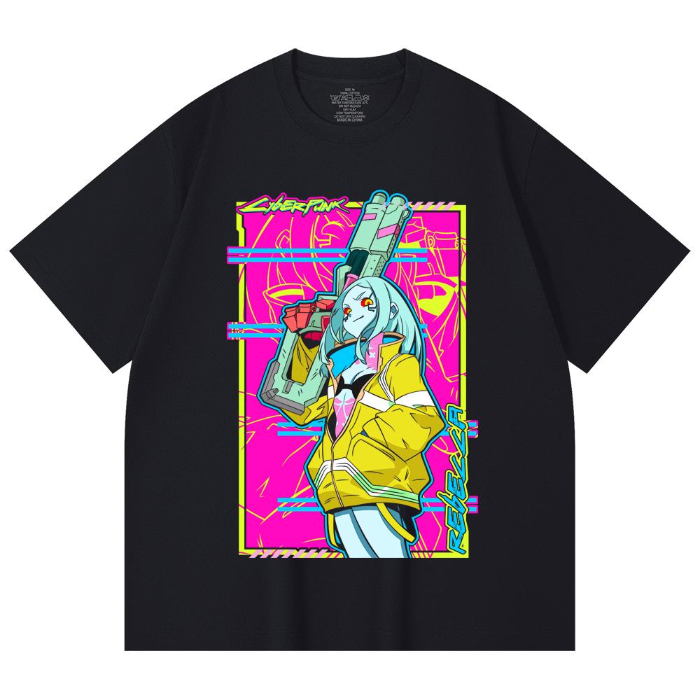 230 Gsm 100% Cotton Cyberpunk Edgerunners V6 Rebecca Print Unisex Heavy Cotton T Shirt