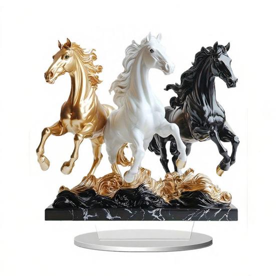 Acrylic Horse Sign Tabletop Decoration 2D Flat Desktop Ornament for Home Office Living Room Shelf Fireplace