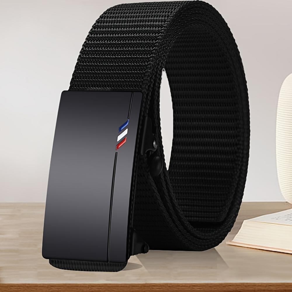 Men's Fashion Canvas Belt Automatic Buckle - Suitable for Outdoors with Jeans, Wear Resistant Waterproof Sports Belt, Black