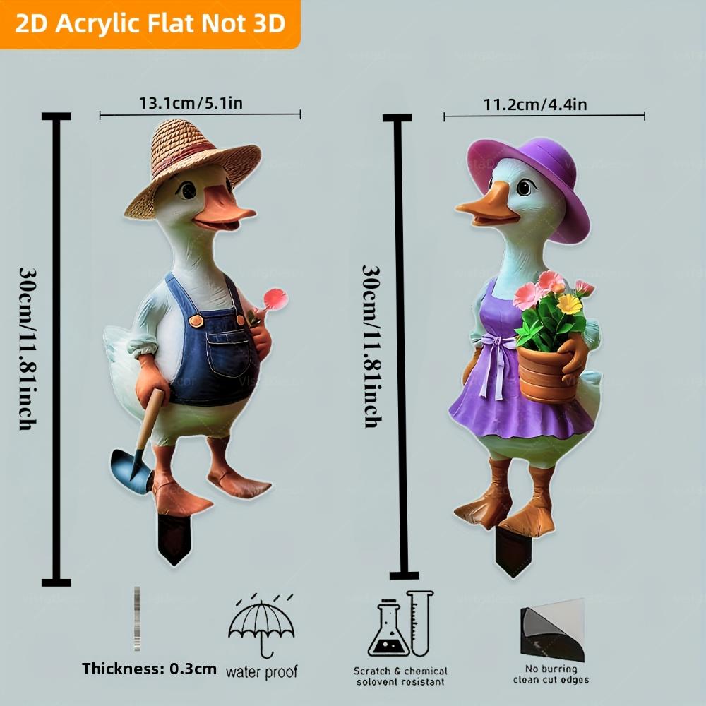 Duck Couple, 2D Flat, Acrylic, Garden Decor, Suitable for Lawns, Parties, Christmas, Halloween