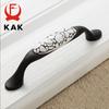 KAK Black Emboss Wardrobe Door Handles Marble Ceramic Cabinet Handles Drawer Knobs American Style Furniture Hardware Pulls