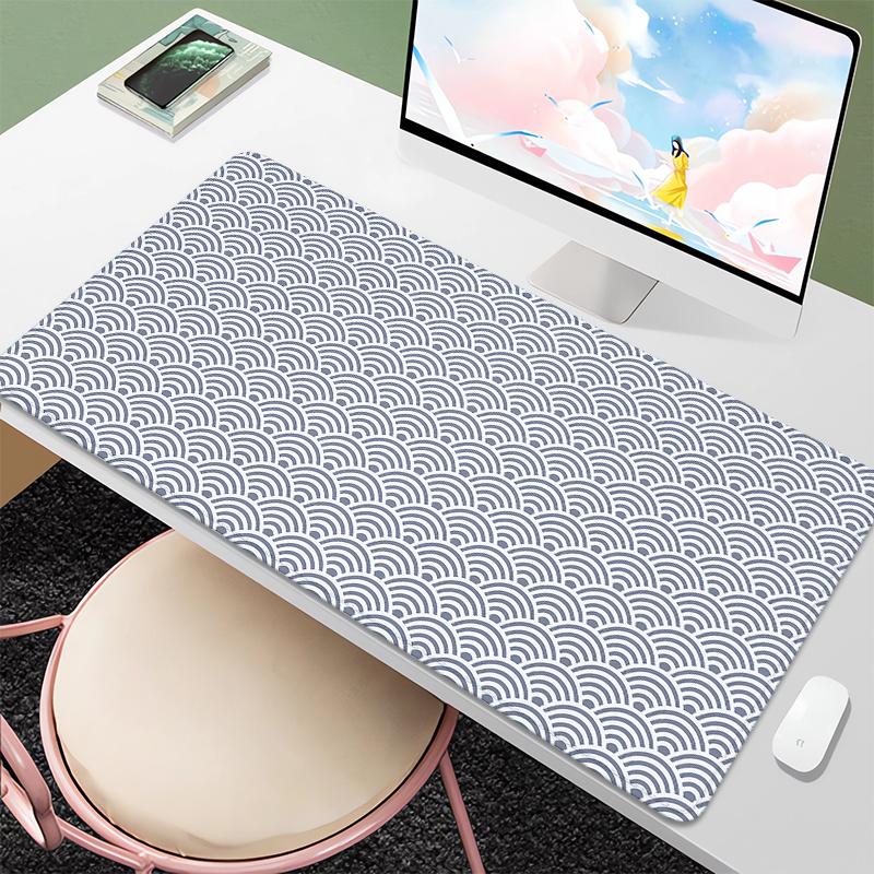 Großes Mauspadd Japanische Wellen Mauspadd XXL Gaming-Mauspad Schwarz und Weiß PC-Gamer-Zubehör Schreibtischunterlage Büroaccessoires