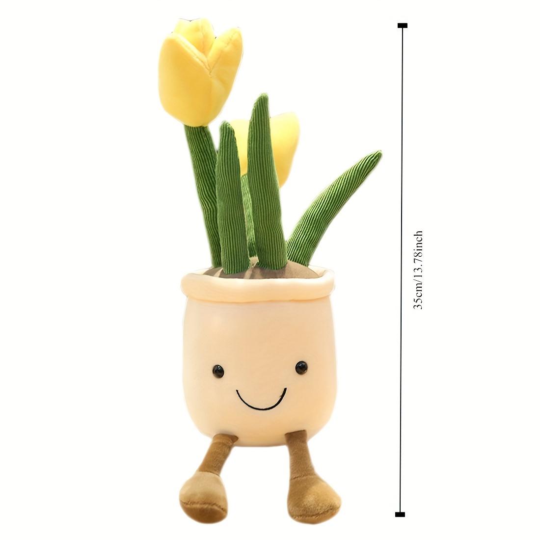 Blumen-Stofftier 35cm - Mehrfarbiges weiches Plüschtier, Niedliche Schreibtischdekoration, Geschenk für Pflanzenliebhaber, Kuscheltier für Kinder 1pc