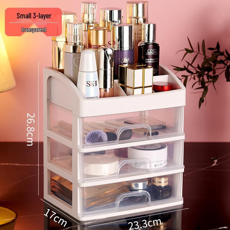 Large Capacity Desktop Cosmetic Storage Box with Drawers for Skincare and Lipstick