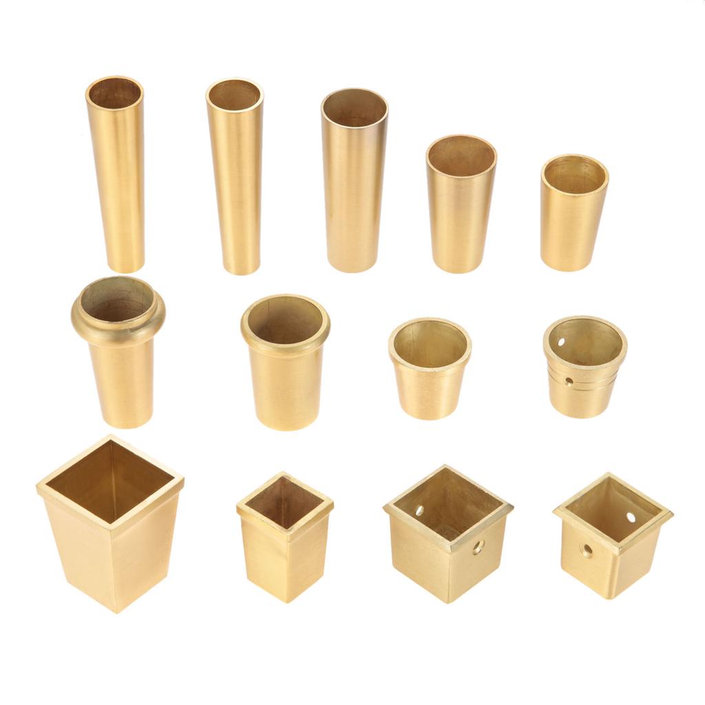 4 Pezzi Copri Gamba Mobile Piedino Punta Solida Rame Ottone Spazzolato Tavolo Sedia Cilindro/Cono Cappuccio Protezione Fondo Sicurezza Tappetino Decorazione