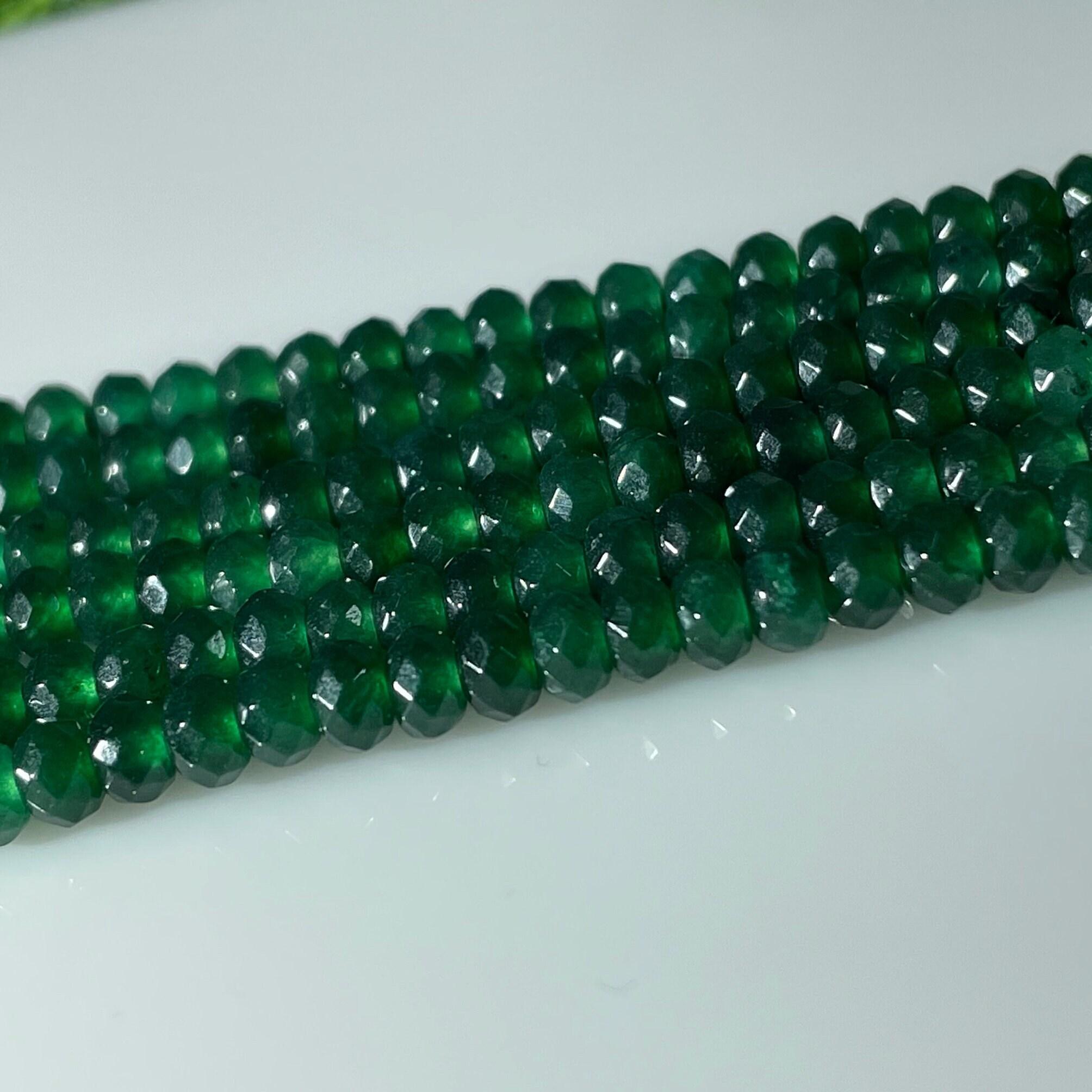 Faceted Zambian Emerald Beads: 4mm Round Gemstone Strand 12 Inch