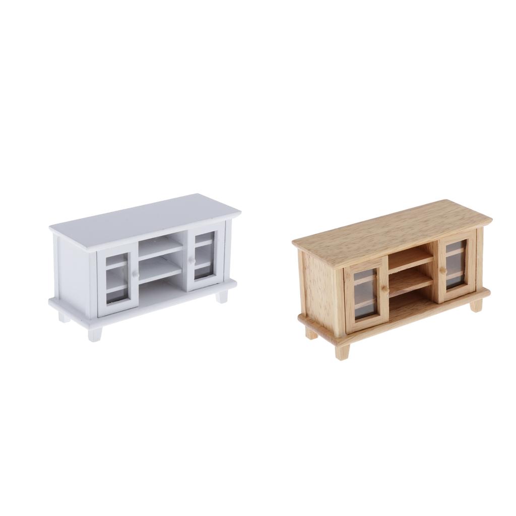 1:12 Dollhouse Miniature Wood TV Cabinet Stand Bench Living Room Decoration