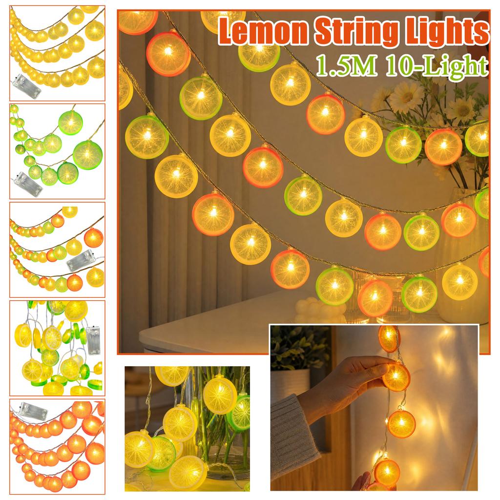 Lemon String Lights 1.5m 10 Lights Battery Operated for Party Home Decor