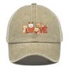 LOVE Heart Cat Printed Sun Hat Adjustable Vintage Simple Snapback Baseball Cap Flat Brim For Women Unisex Outdoor Camping Golf