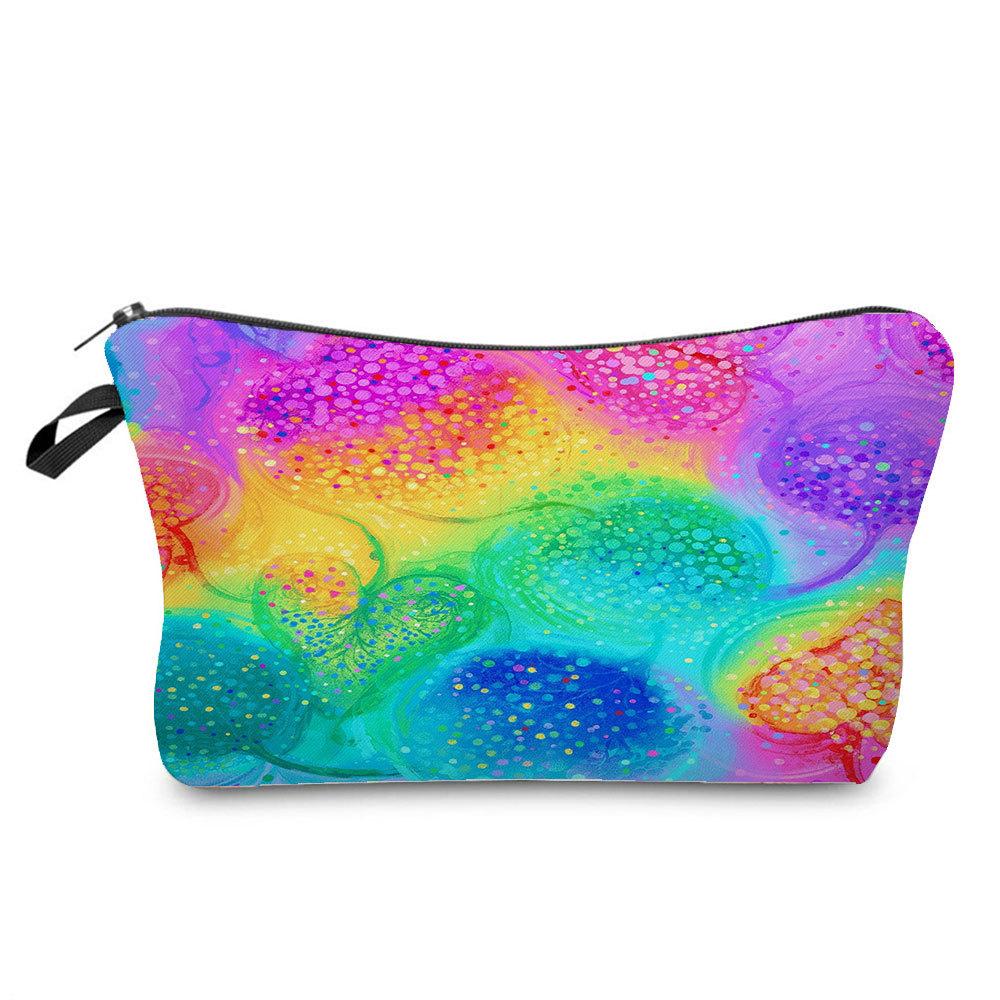 Women Colorful Print Cosmetic Bag Toiletries Organize Travel Storage Case 6396 KTB