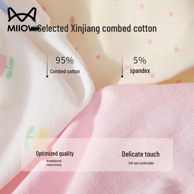 Mao Ren Girls' 7A Anti-bacterial Cotton Boxer Briefs with Silk Crotch