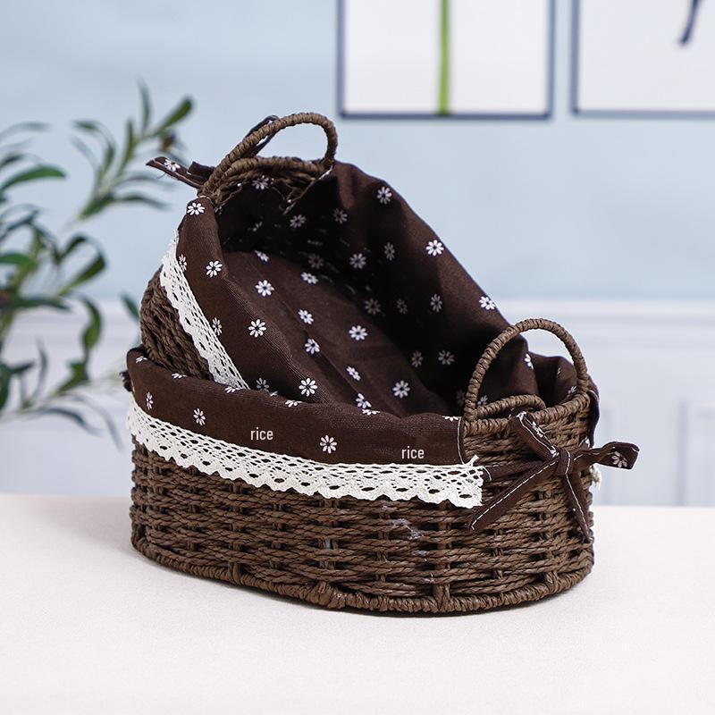 Woven Desktop Storage Basket for Cosmetics, Snacks, Keys, and Books