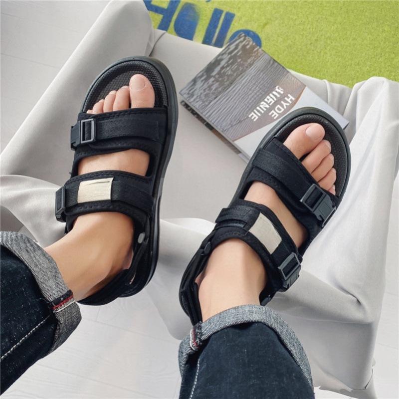 2025 Summer New Sandals Men's Trendy Outer Wear Casual Flat-bottomed Slippers Thick-soled Sports Non-slip Beach Shoes